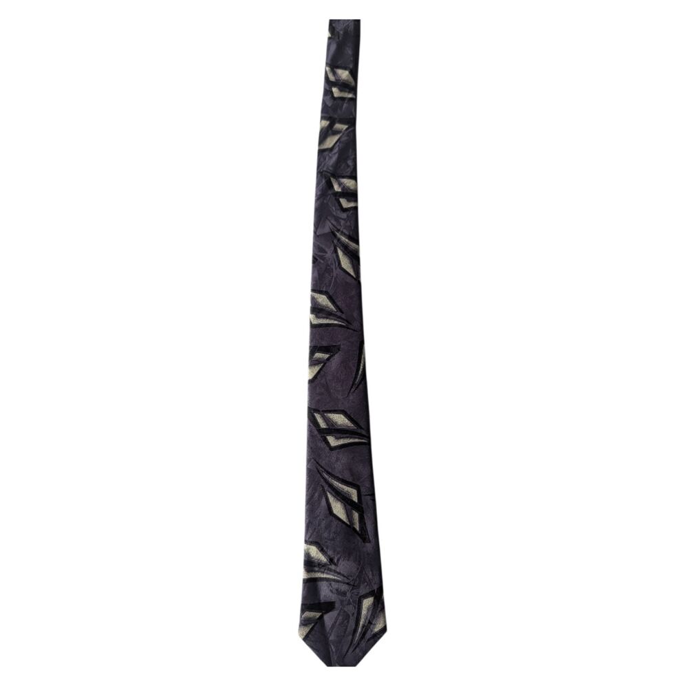 Giorgio di Mare Crepe de Chine Silk Tie Geometric Purple Gray Black